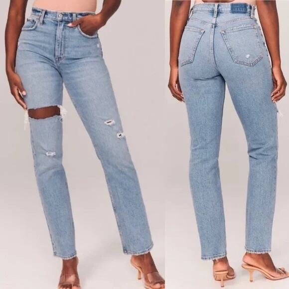 Abercrombie & Fitch Denim - Abercrombie & Fitch Curve Love 90s Ultra High Rise Straight Jeans Women 29s